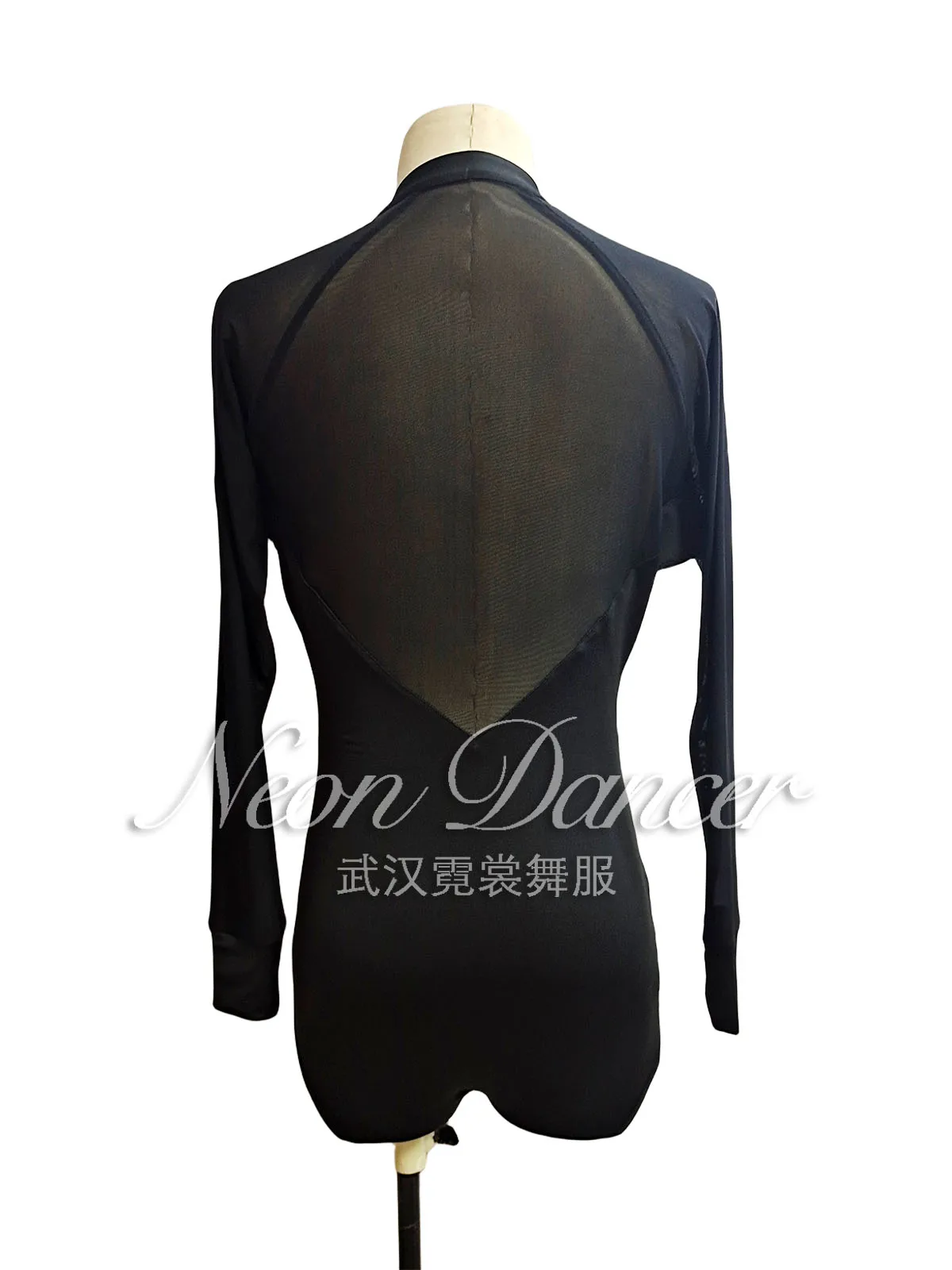 네온 댄서 남성용 라틴 댄스웨어 라틴 대회복 딥 브이넥 긴팔 탑 라틴 댄스 연습복