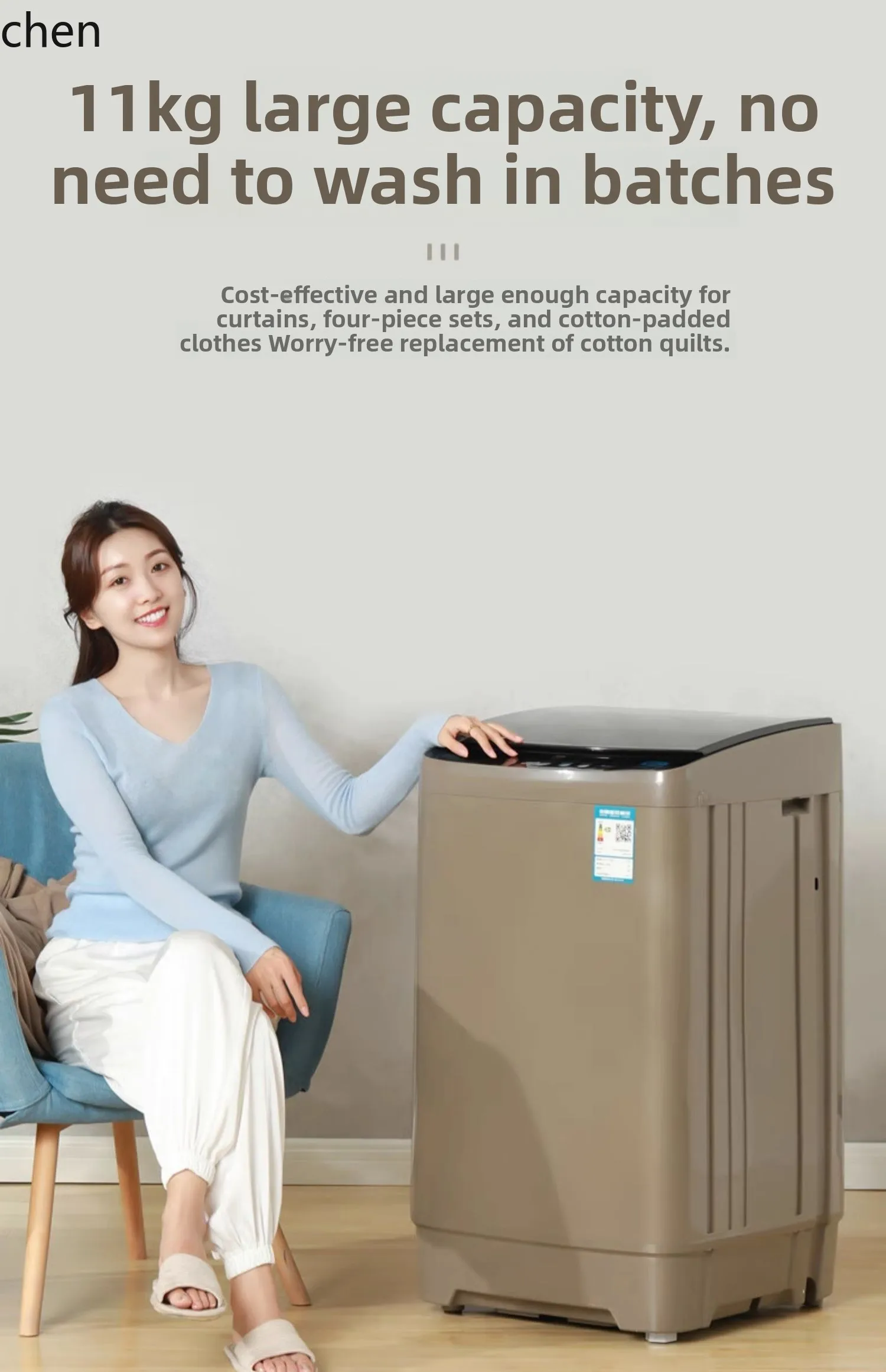 غسالة HTT Chigo 10/12 كجم للغسيل والتجفيف، مسكن تأجير طبل أوتوماتيكي ذو سعة كبيرة