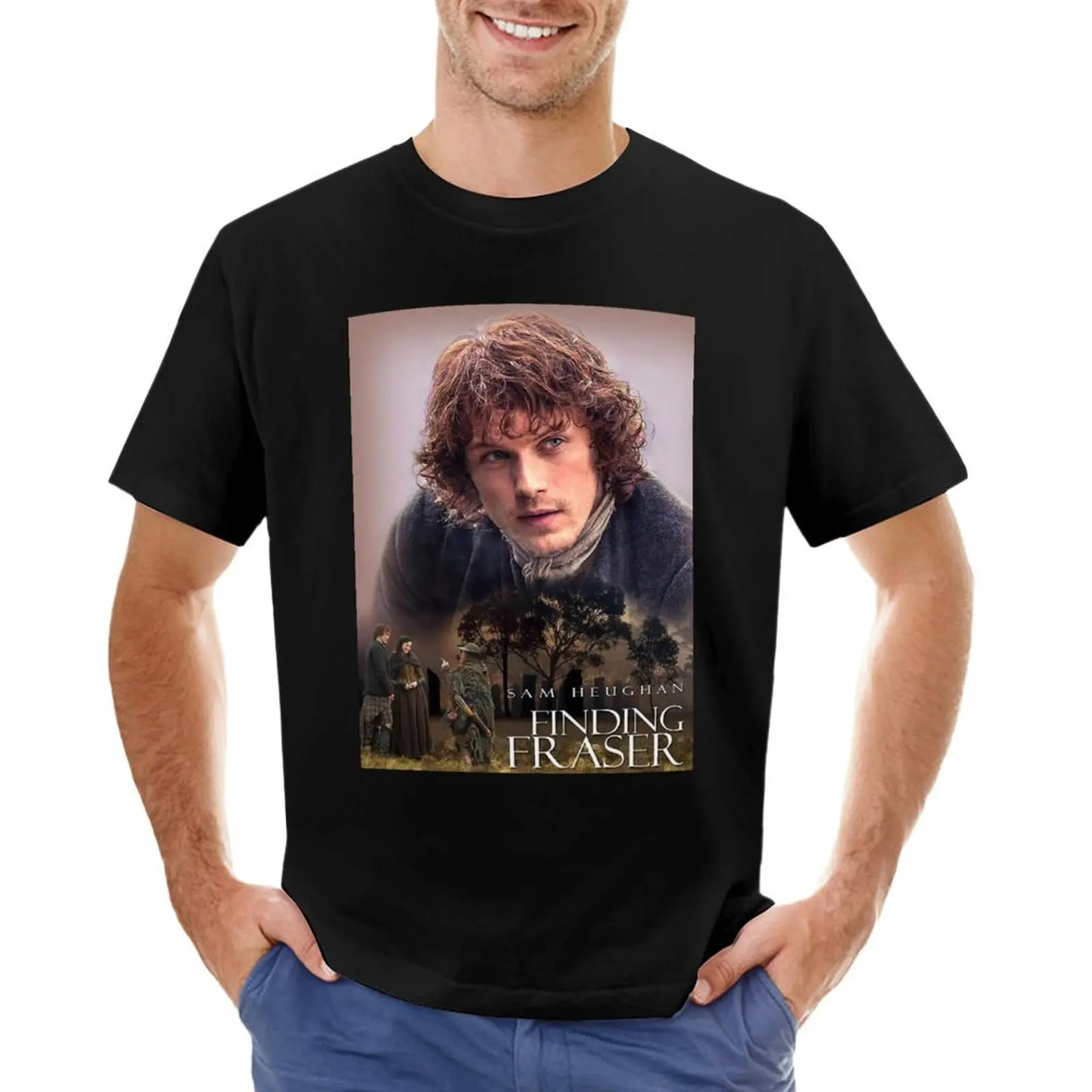 sam heughan T-Shirt vintage kawaii clothes t shirt men 100℅ cotton