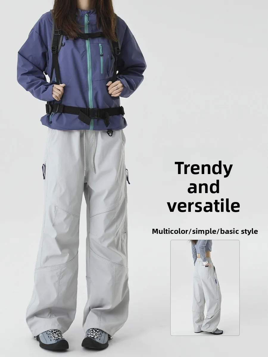 

Уличная рабочая одежда, брюки, мужские и женские прямые брюки, ветрозащитные, водонепроницаемые, с защитой от футболки, весна 2026, повседневные спортивные брюки в американском стиле