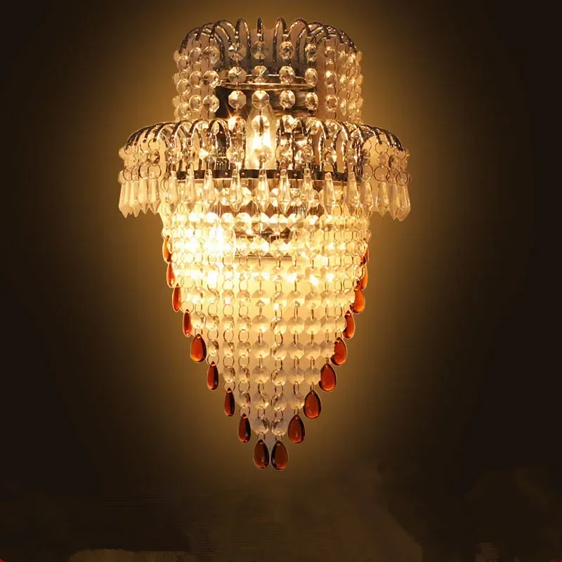 1 piece Golden crystal wall lamp without switch/ Europe type corridor lamps and lanterns decorate/ Simple household lighting
