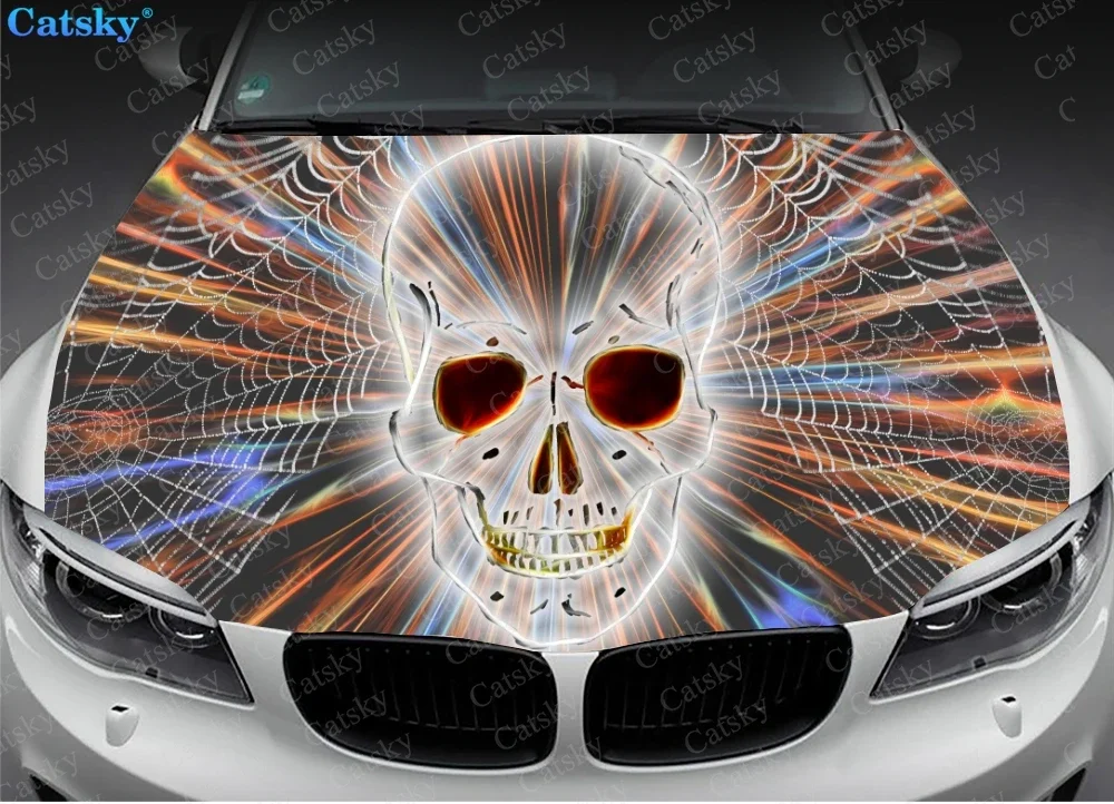 Skeleton horror death skull Car Hood Vinyl Stickers Wrap Vinyl Film Engine Cover Decals Sticker on Car Auto Accessories