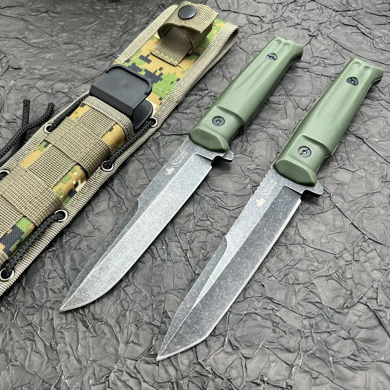 Direct Sales Outdoor High Hardness Straight Knife Integrated Keel Camping Self-Defense Knife Camping Portable Hiking Knife