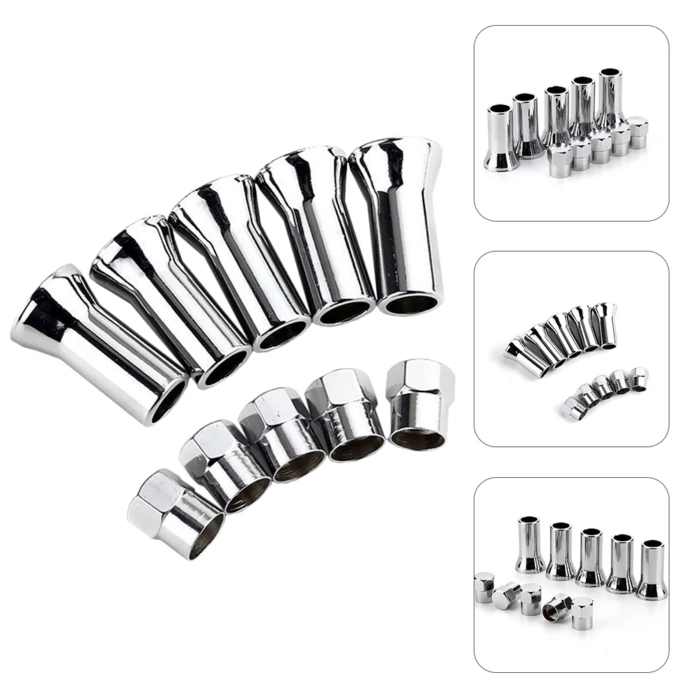 

2 Sets Tire Valves Stem Caps Tr414ac Decoration and Sleeves 10 Piece Aluminum Alloy