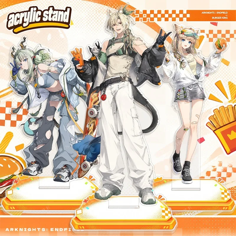 Arknights Endfield Burger Set Character Stand Perlica Si Argent Flow Cute Anime Keychain Desk Decor Collection Gift Card