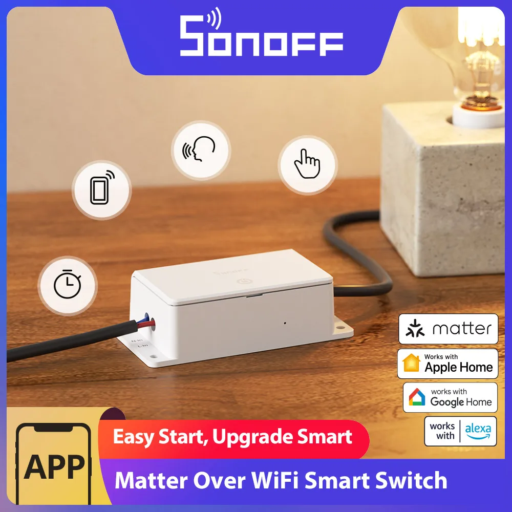 

SONOFF BASIC-1GS Matter Over WiFi Smart Switch Basic Gen5 Matter Protocol Большая сенсорная поверхность Надежная работа с экосистемой Apple