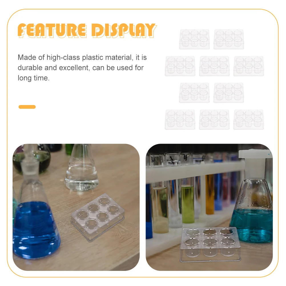 

10pcs Well Plate 6-Hole Plastic Reaction Plates For Chemistry Lab Clear Experimental Board Laboratory Teaching Tool Petri Dish