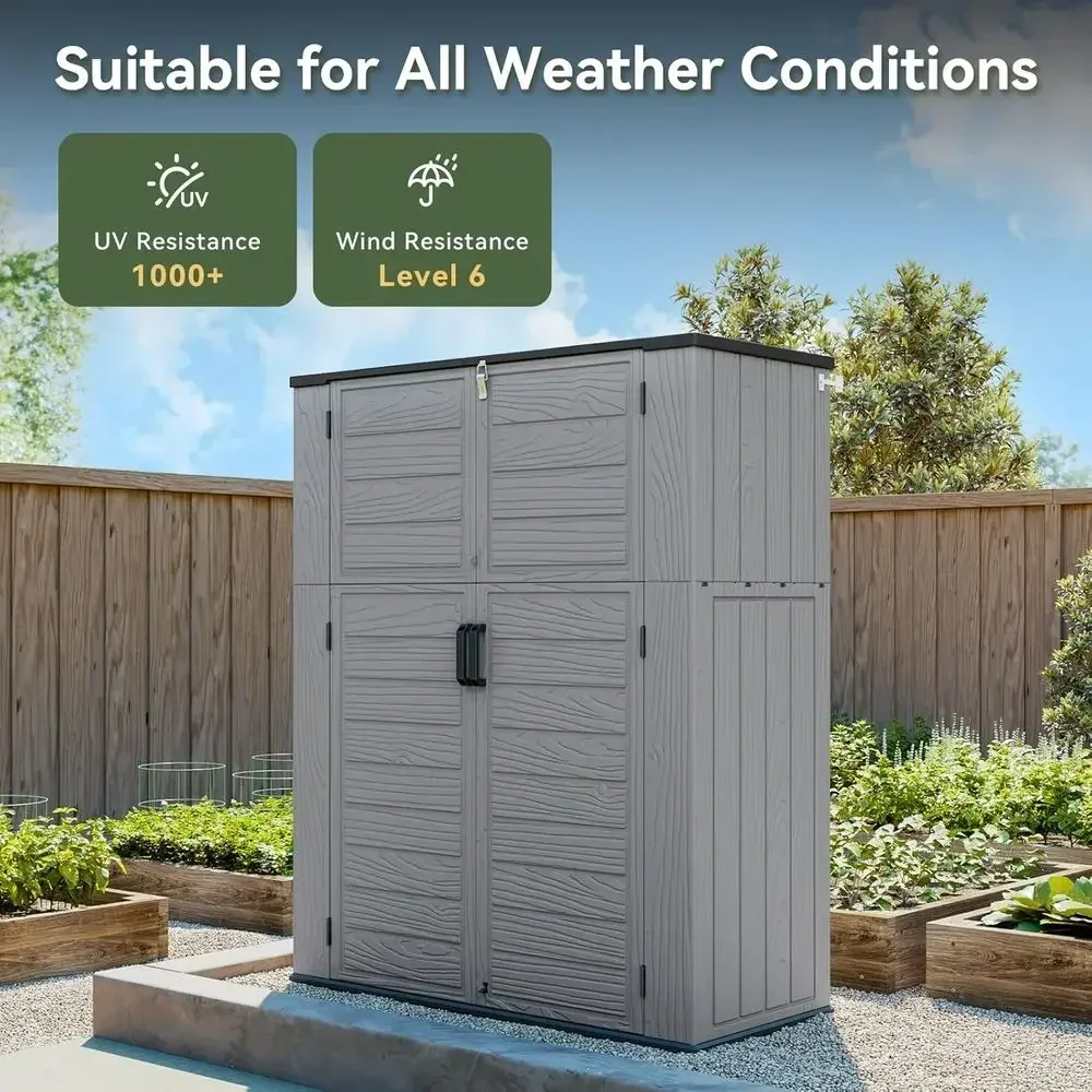 60 Cu. Ft. 160 Gallon Lockable Resin Deck Storage Box - Weatherproof, Spring-Lid for Outdoor, Patio, Garden Use