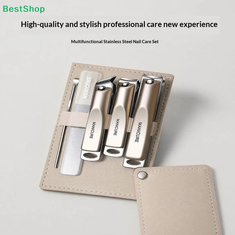 ☽ 5/10-teiliges Nagelknipser-Set mit drehbarer Ledertasche, professioneller Trimmer, Pediküre-Pflegewerkzeuge, Maniküre-Set, Geschenk für die Heimpflege