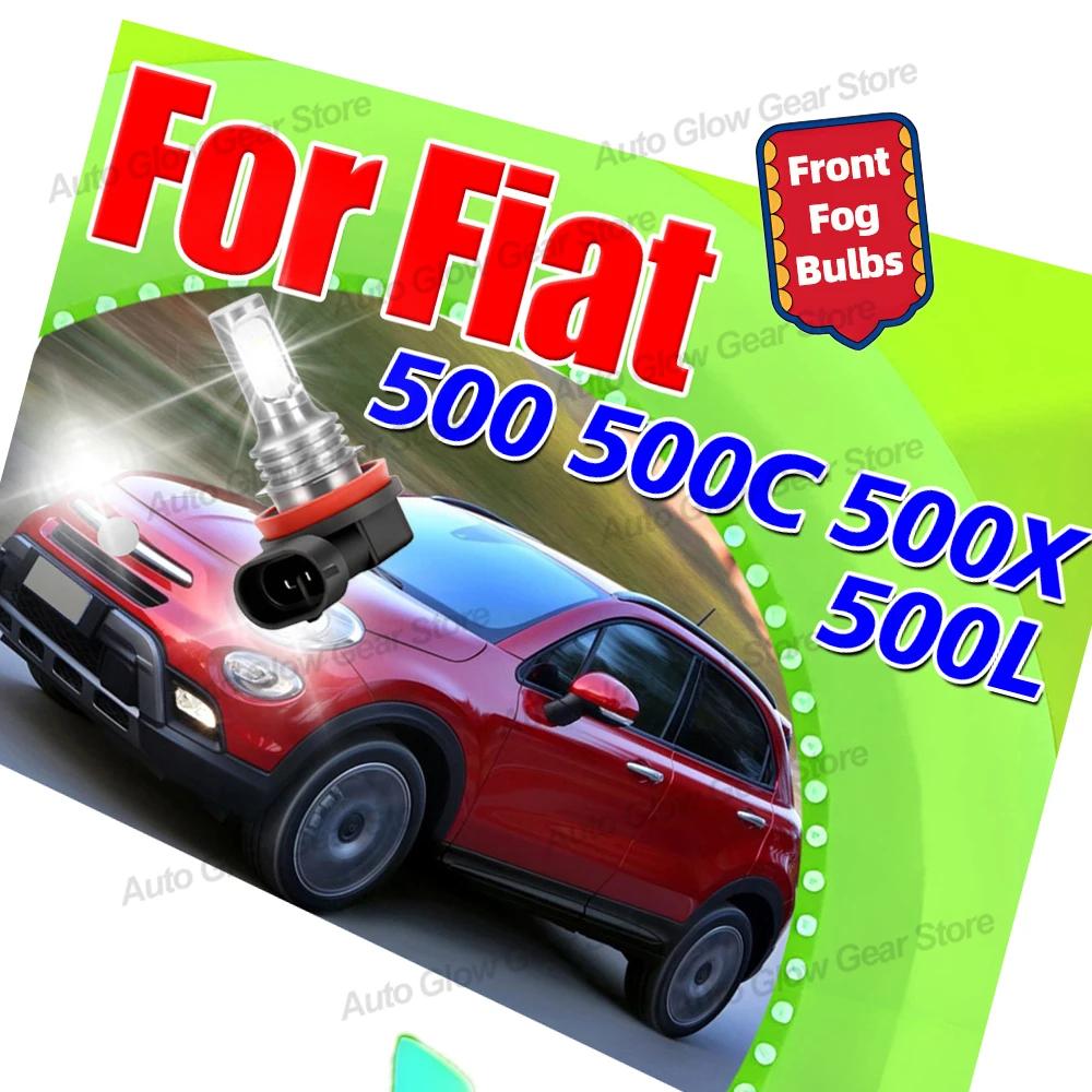 

2x Front Fog Light Bulb Lamps For Fiat 500 500C 500L 500X 2007-2018 2007 2008 2009 2010 2011 2012 2013 2014 LED Auto Accessories
