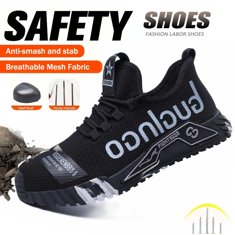 New Safety Shoes Sneakers Men Boots Steel Toe Cap Work Shoes Man Indestructible Protection Security Boots Anti-Smash Work Boots