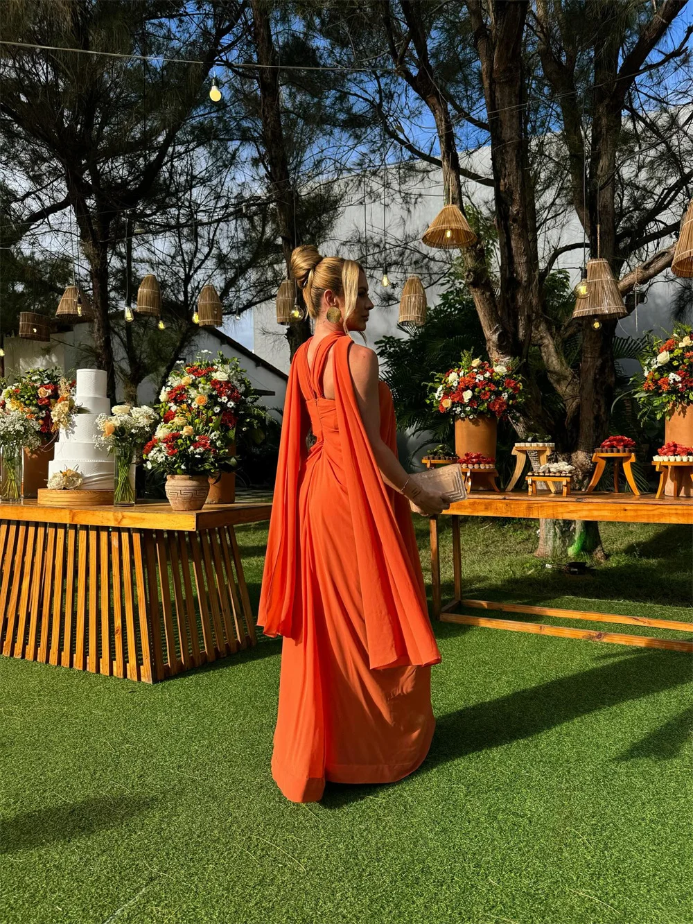 Mila Orange Strapless Wedding Party Dresses Customized Sleeveless Elegant Evening Dresses Back Zip Chiffon vestidos de fiesta