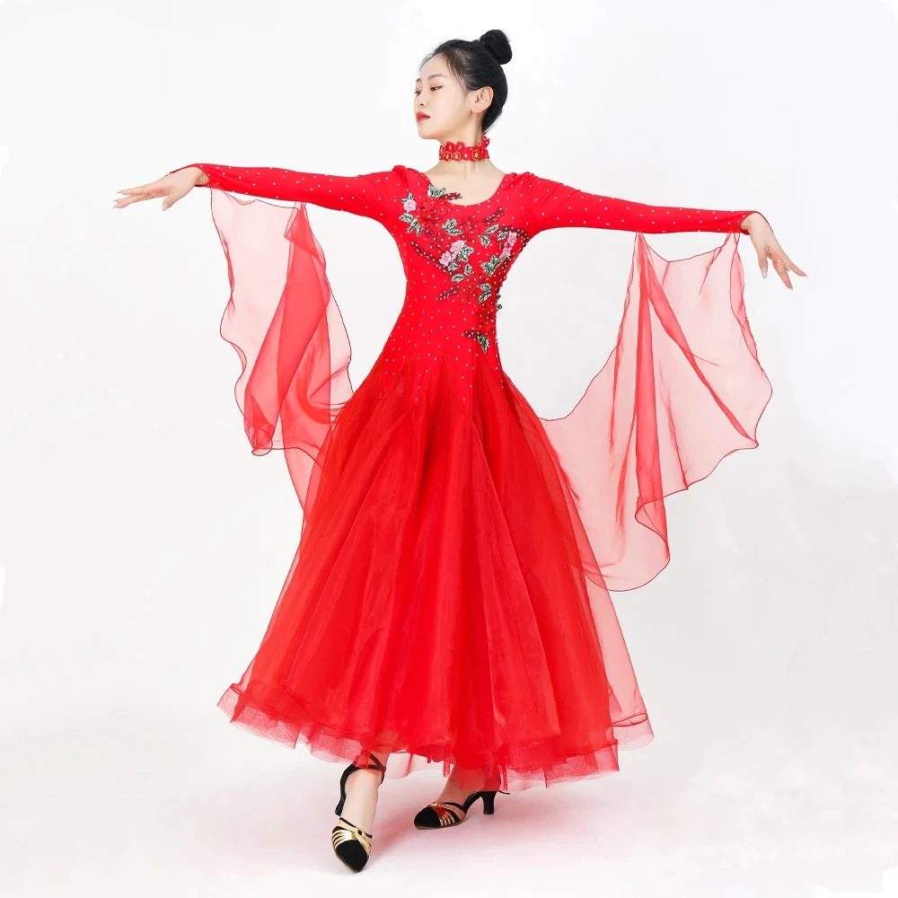 Woman Carnival Ballroom Dance Competition Dress Girl Costume Sequin Outfit Wedding Party Evening Modern Stage Clothes Waltz Suit
