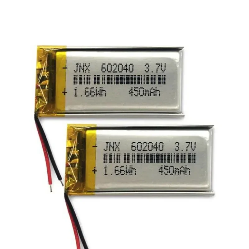 New 602040 3.7V 450mAh Polymer Lithium Battery Cell for Bluetooth Earphone Speaker Electric Toothbrush LED Light Lithium Battery