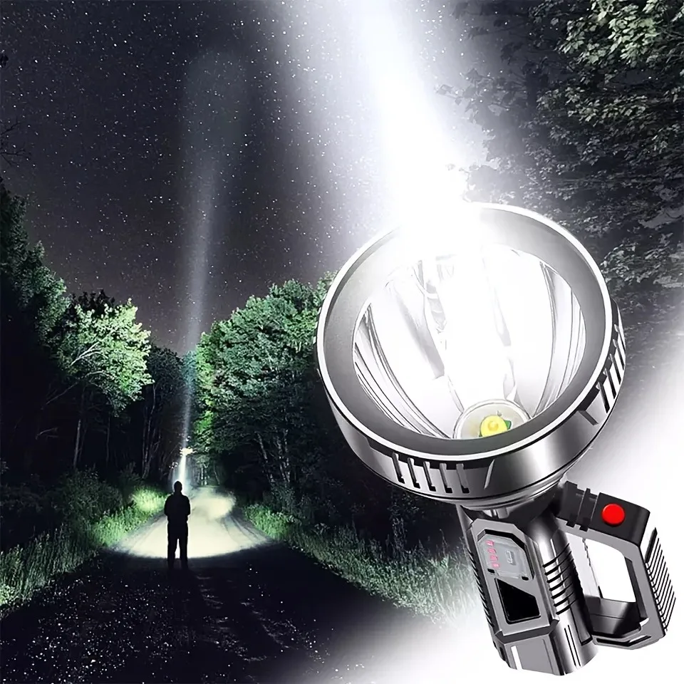 Portable Rechargeable Flashlight Searchlight Handheld Lighting Night Work Light Emergency Lights Fishing Lantern Camping Torch