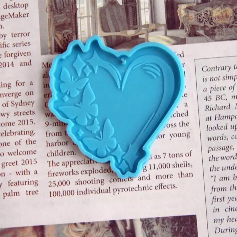 

A9BF for Butterfly Heart Mold for UV Epoxy Resin Crafting Polymer Clay Pendant Jewelr