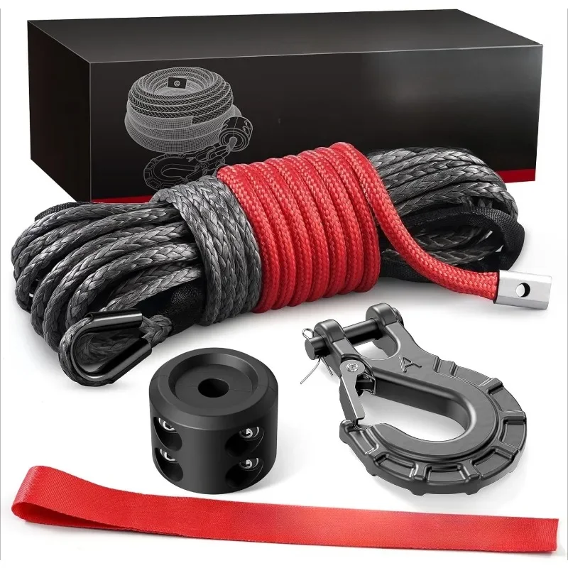 Synthetic Winch Rope, 1/4'' x 50ft 10,000LBS Synthetic Winch Line, Winch Cable for Offroad Vehicle 4WD ATV UTV, Syntheti