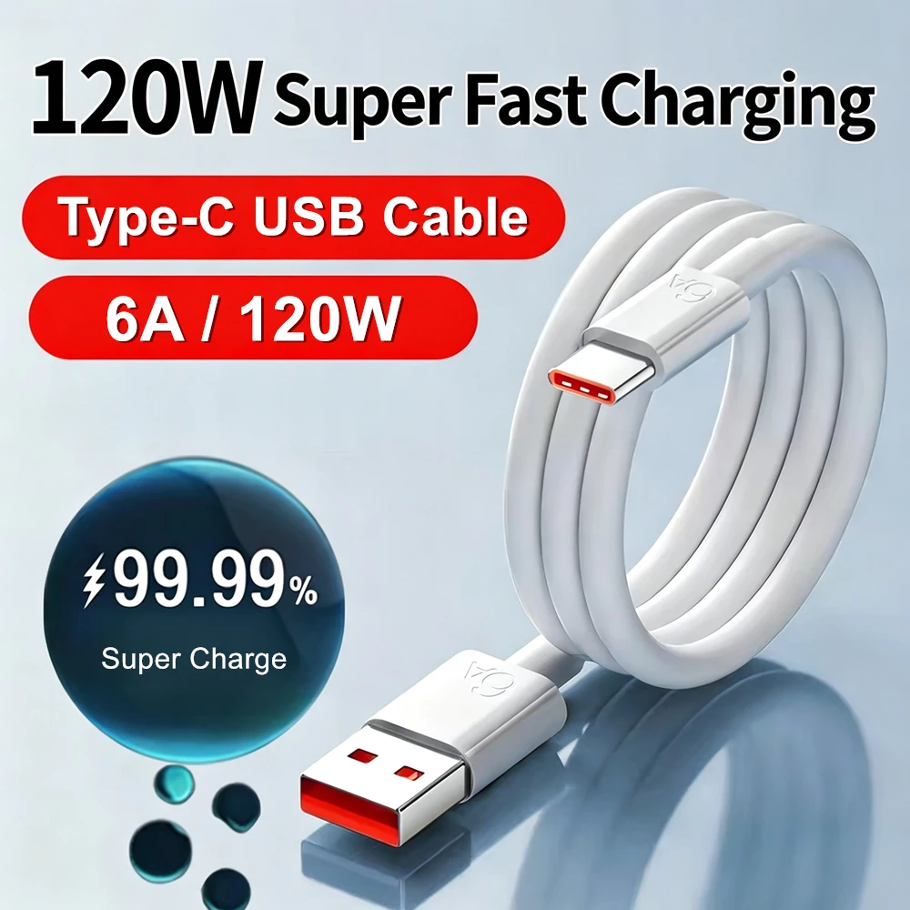 6A 120W Type C USB Fast Charging Cable For Huawei Mate 40 50 P60 Nova 13 14 Honor 200 400 X8 X9 Magic 5 6 Pro Quick Charge Cable