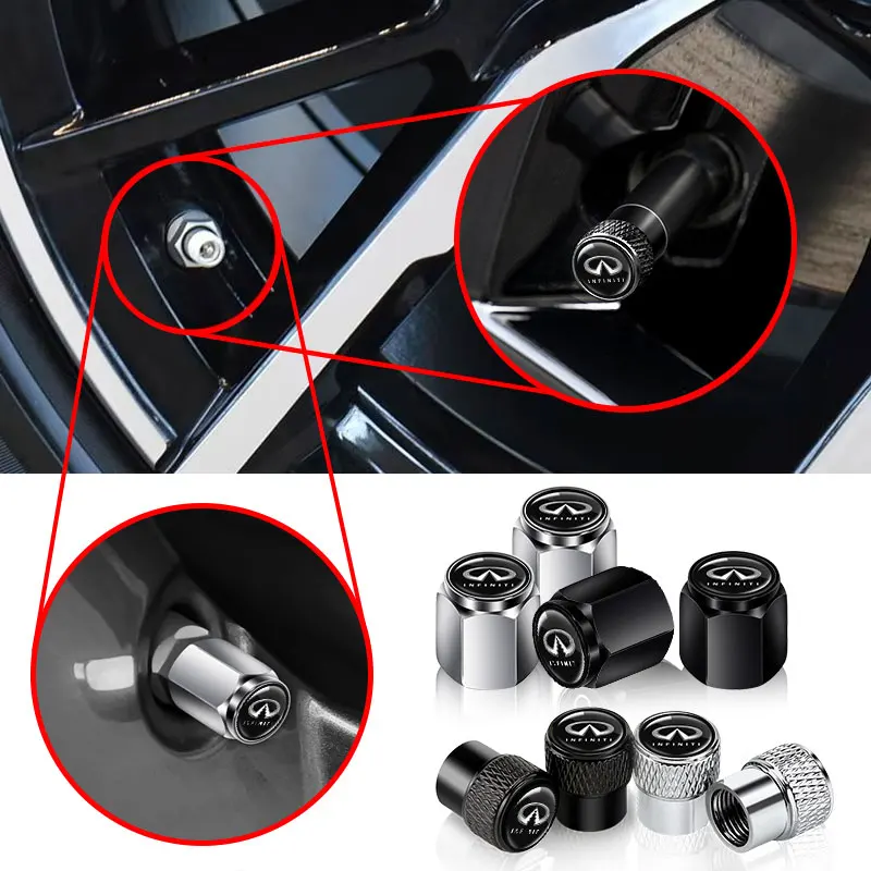 4 قطعة سيارة معدنية عجلة الاطارات صمام قبعات الجذعية غطاء اكسسوارات لإنفينيتي Q50 G37 QX70 FX35 Q60 Q30 QX60 JX35 QX80 M35 ESQ M37 #3