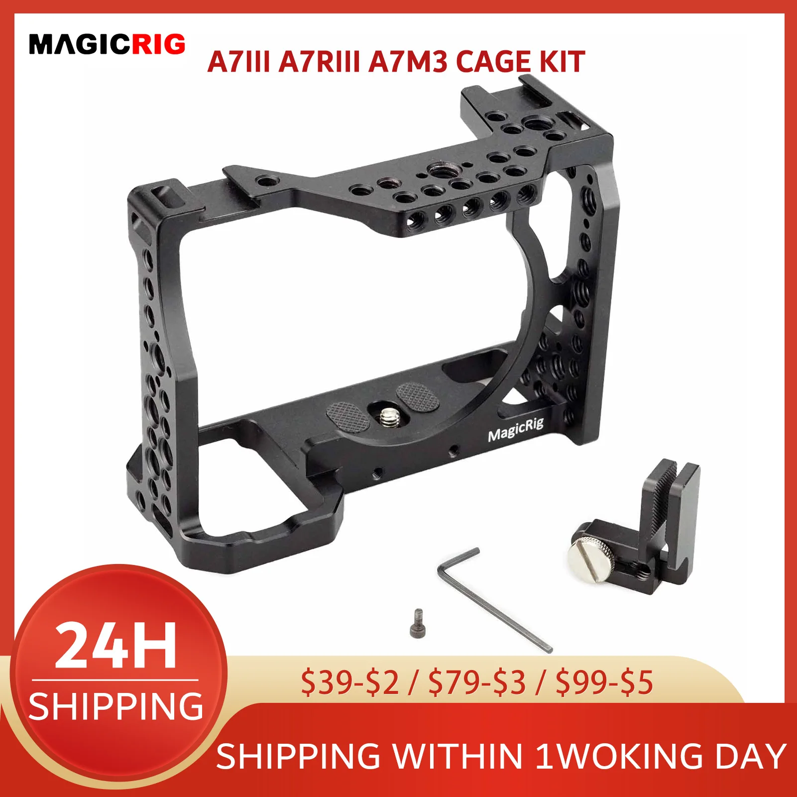 MAGICRIG Camera Cage for Sony A7RIII/A7RII/A7II/A7III/A7SII/A7M3 (A7R Mark III / ILCE-7RM3) , with HDMI-compatible  Cable Clamp