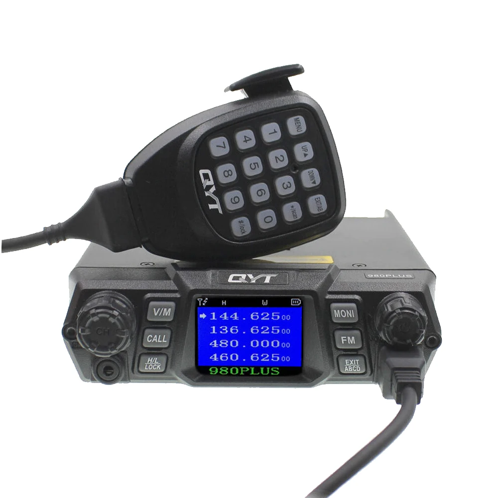 QYT KT-980Plus 50W baru panggilan jarak jauh Dual Band Radio VHF UHF dengan layar tampilan ponsel Radio Ham mobil