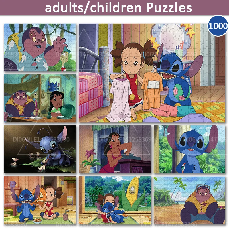 

Lilo & Stitch Disney 1000 Pcs Puzzle Toys Children's Educational Games Wooden Puzzles Adult Handicraft Gifts with Clear Printing