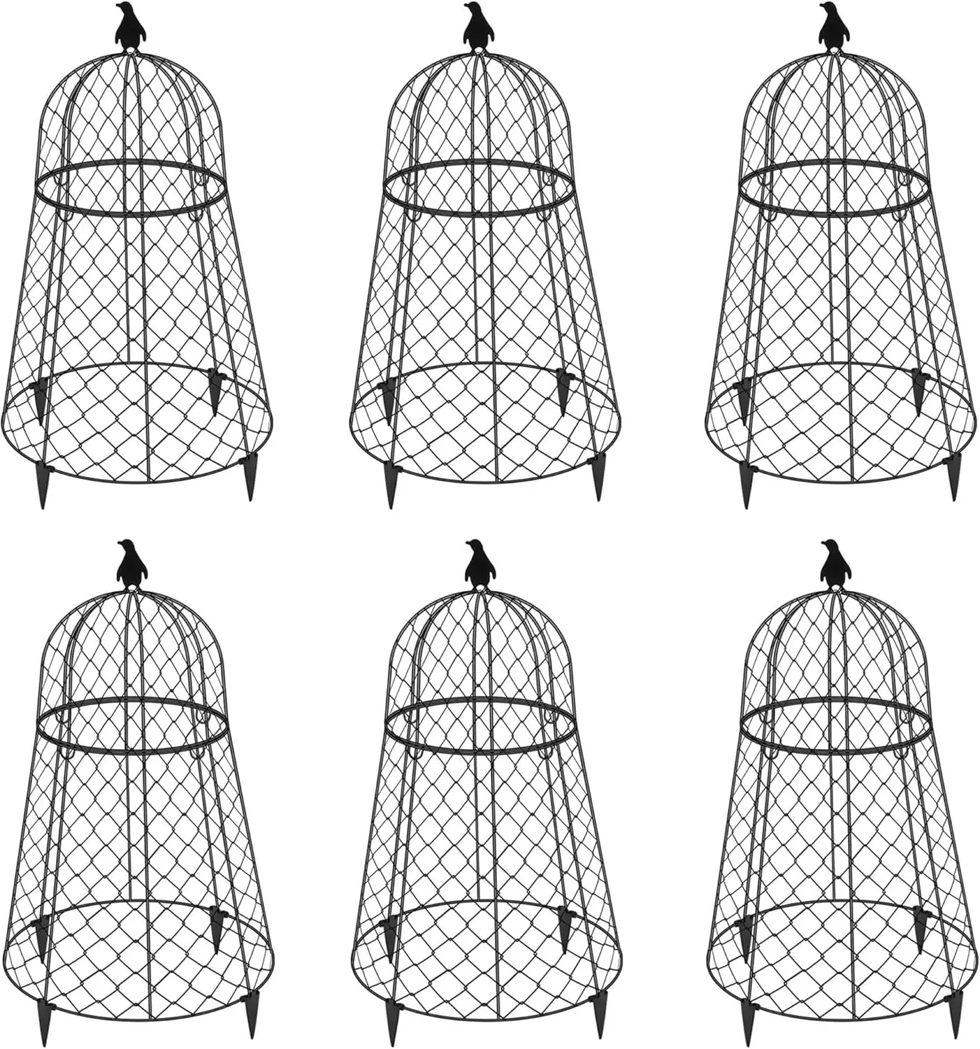 

6-Pack Heavy-Duty Wire Plant Cloches, 13" D x 20" H - Protects Plants from Animals with Split-Design and Rustproof Metal