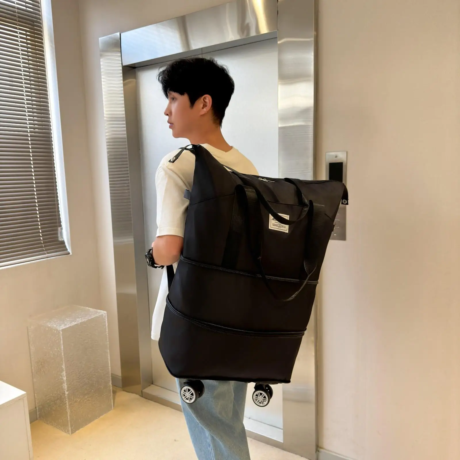 Bolsa de Viaje Desmontable con Ruedas, Bolso de Mano Moderno con Ruedas Universales, Funda para Maleta de Mano para Viajes al...