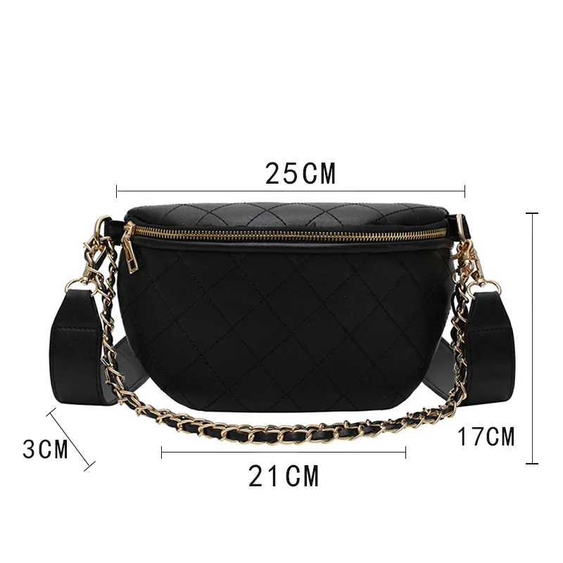 Chain Waist Bag Women Leather Belt Bags Female Fanny Pack High-quality Zipper Chest pack Luxury Brand Banana Bag Phone pocket