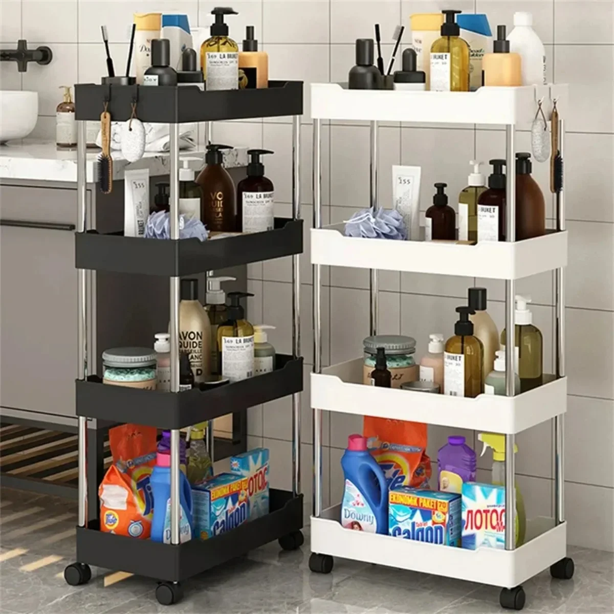 Rolling Storage Cart Movable Gap Storage High Capacity Storage Rack With Wheels Bathroom Rack Livingroom Makeup Organizer Cart