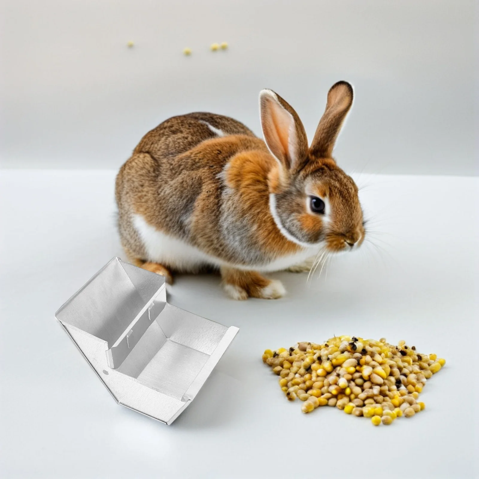 

5 Pcs Bunny Food Dispenser Accessories for Rabbits Animal Drinking Water Bowl Dishes Pet Feeder Silver