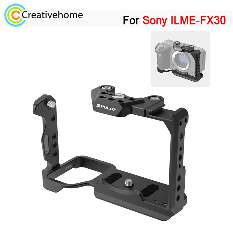 

PULUZ Video Camera Cage For Sony ILME-FX30 Sony FX3 Camera Metal Rabbit Cage Stabilizer Rig with NOTA Slider Wooden Handgrip