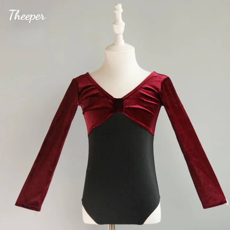 Ballet Long Sleeve Velvet Leotard Dance Outfit Plush Practice Suit Latin Recital Dance Rehearsal Graceful Flexible Dance Attire