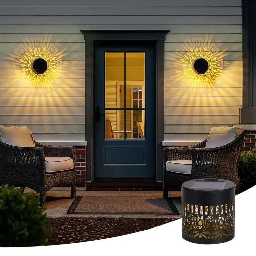 Hollow Solar Wall Lamp Waterproof Flower Design Outdoor Garden Light Energy Saving Creative Atmosphere Lamp Pathway Lighting