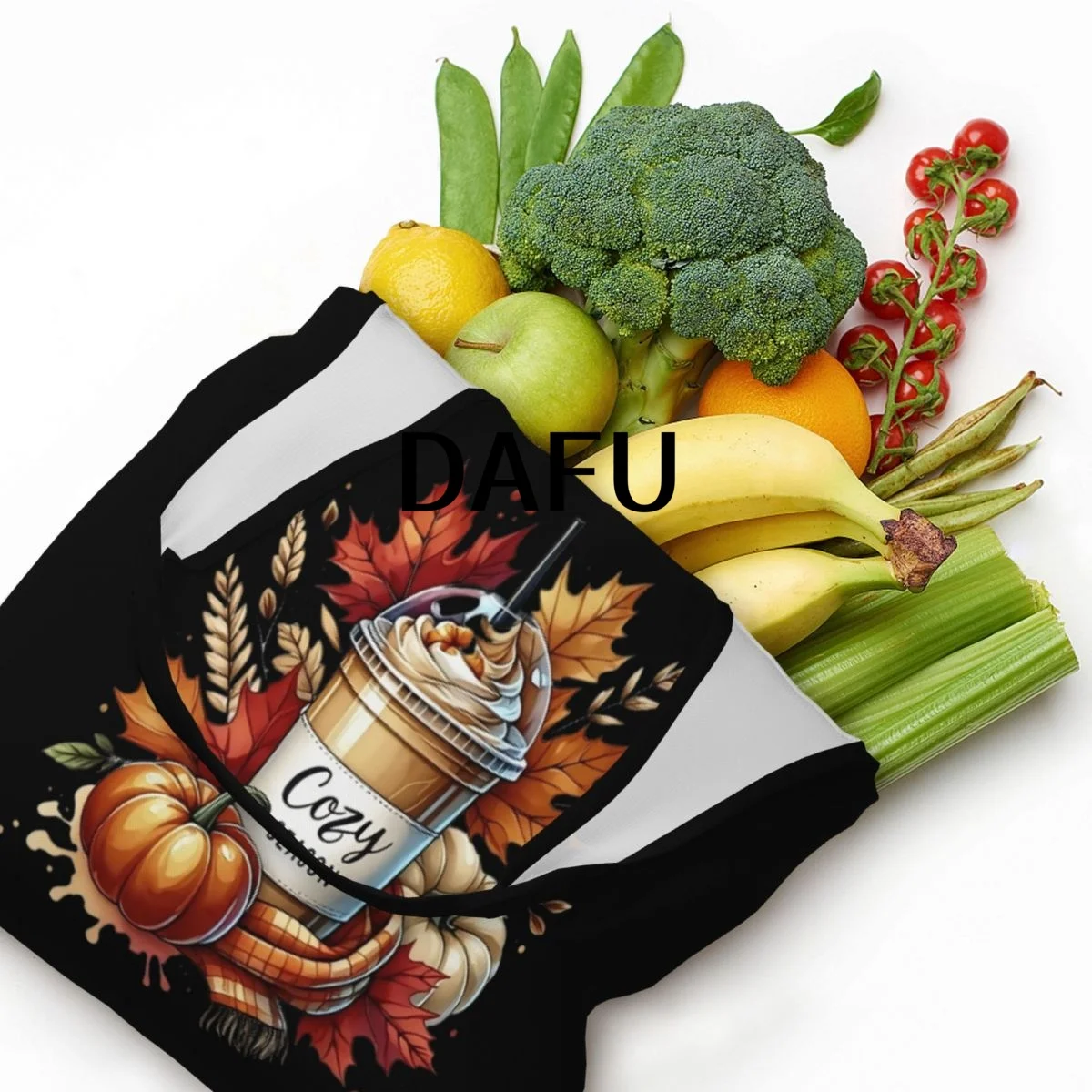 Cozy Autumn Vibes Large Capacity Canvas Tote Bag Single Shoulder Work Commute Bag For Women Eco-Friendly Shopping Bag