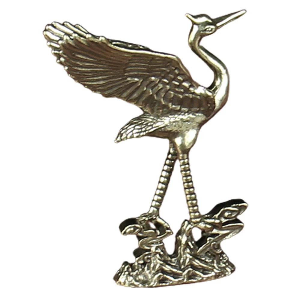 Crane Ornament Desktop Statues Sculpture Brass Animal Figurine Crafts Decor Home