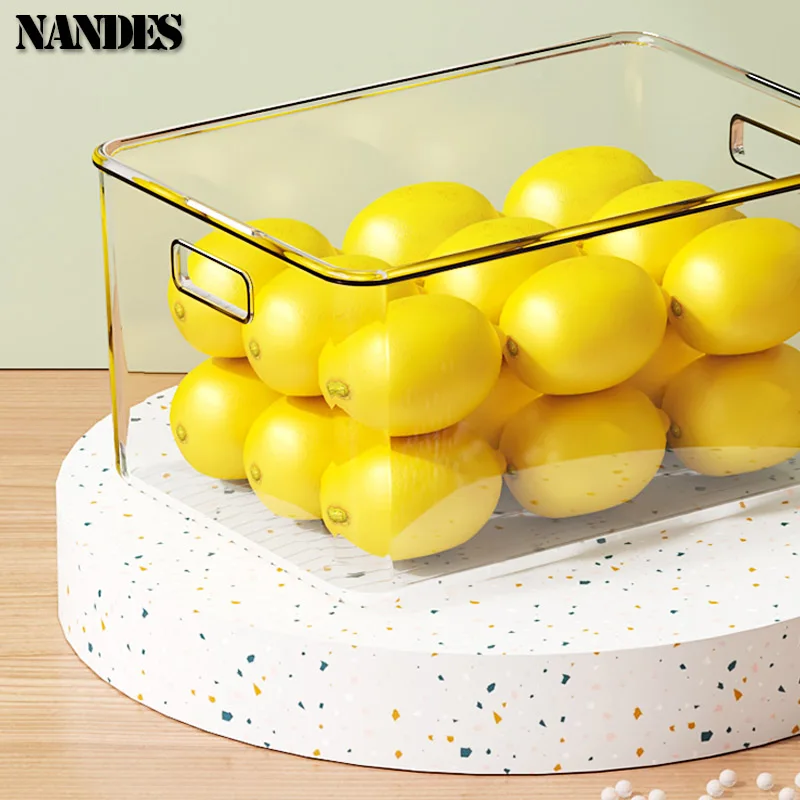 صناديق تنظيم الثلاجة، صندوق تخزين طعام الثلاجة قابل للتكديس مع مقبض، أداة تنظيم الفريزر البلاستيكية الشفافة #6