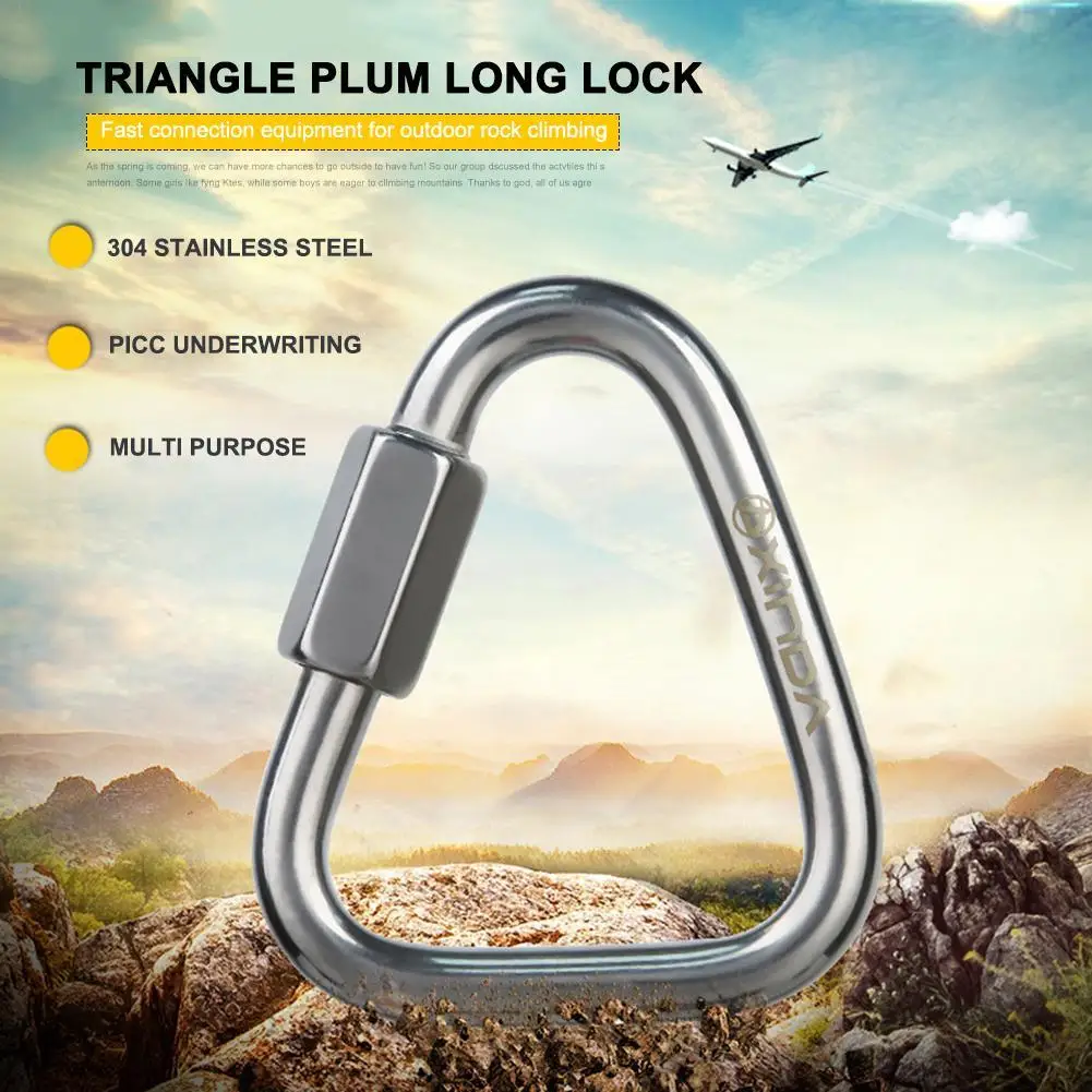 Triangle Carabiner Stainless Steel Safety Connection Lock Quick Link Mountaineering Safety Lock Outdoor Activities