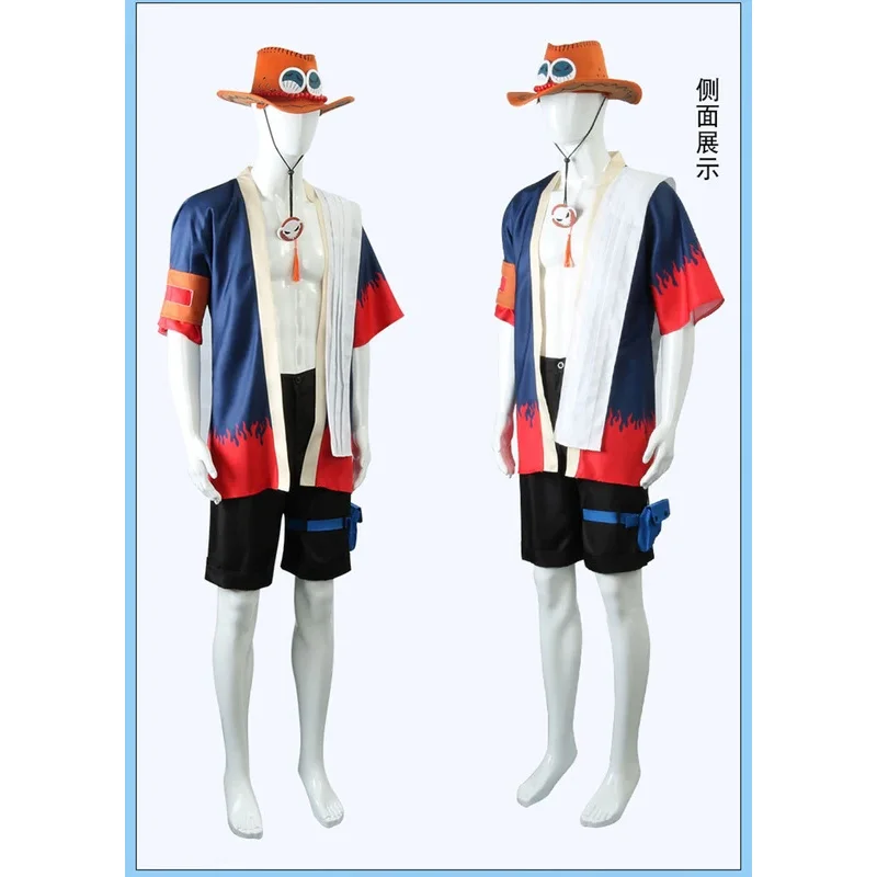 Urso den anime halloween 1 peça portgas d ace cosplay traje casaco shorts chapéu terno carnaval festa performan novo 2025
