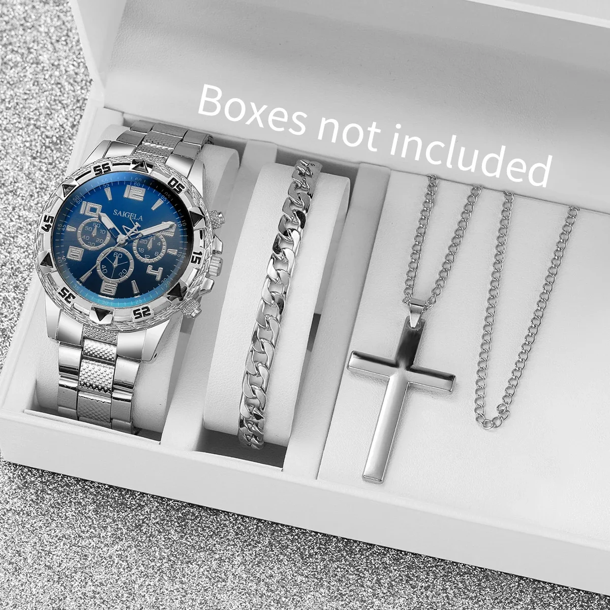 3pcs Luxury Large Dial Business Watch Set for Men