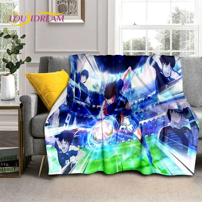 الكرتون الكابتن تسوباسا كرة القدم لينة الفانيلا البطانيات ، رمي بطانية مريحة بطانية للنزهة سرير أريكة هدايا غرفة نوم المنزل