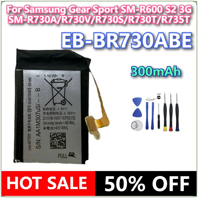 

Brand New EB-BR730ABE 300mAh For Samsung Gear Sport SM-R600 S2 3G SM-R730A/R730V/R730S/R730T/R735T Batteries+Tools