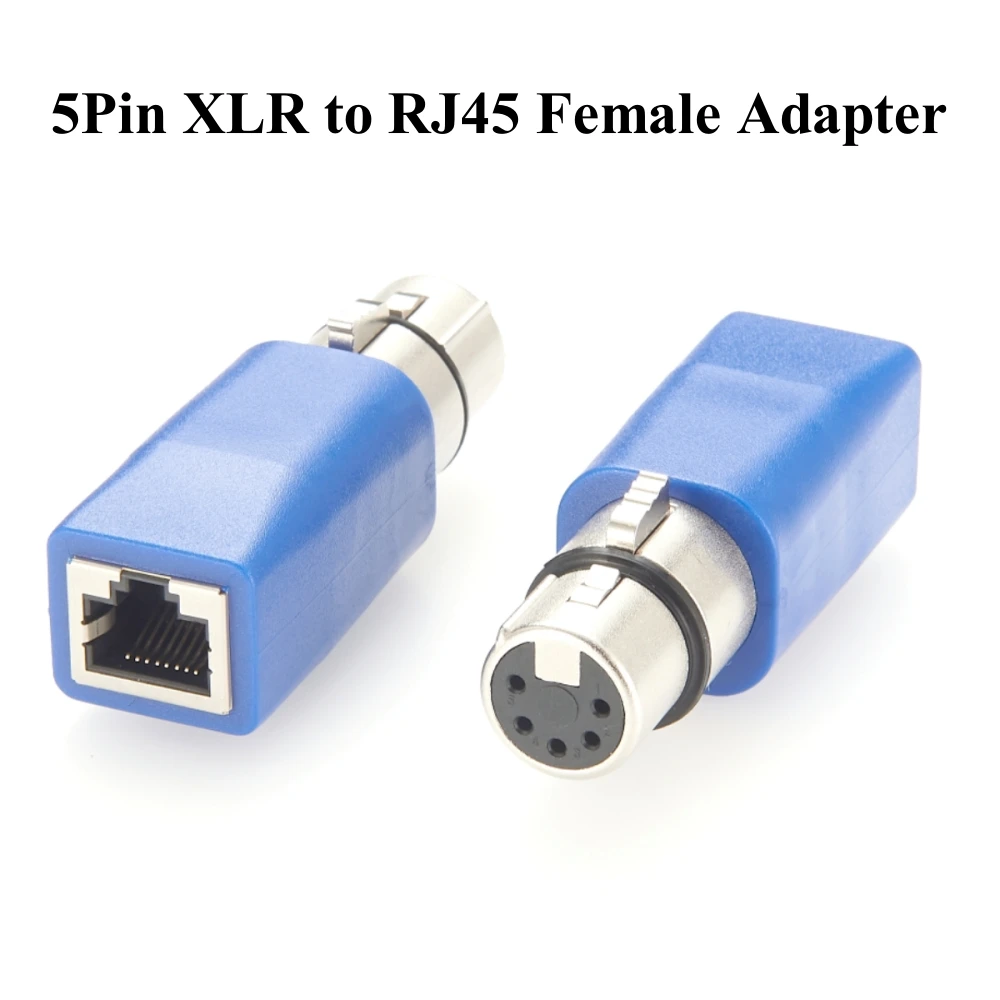 DMX512 5Pin XLR Female to RJ45 CAT5e Ethernet Adapter 1Gbps DMX Socket for DMX-CON Controller, Stage Light, LED Par Light