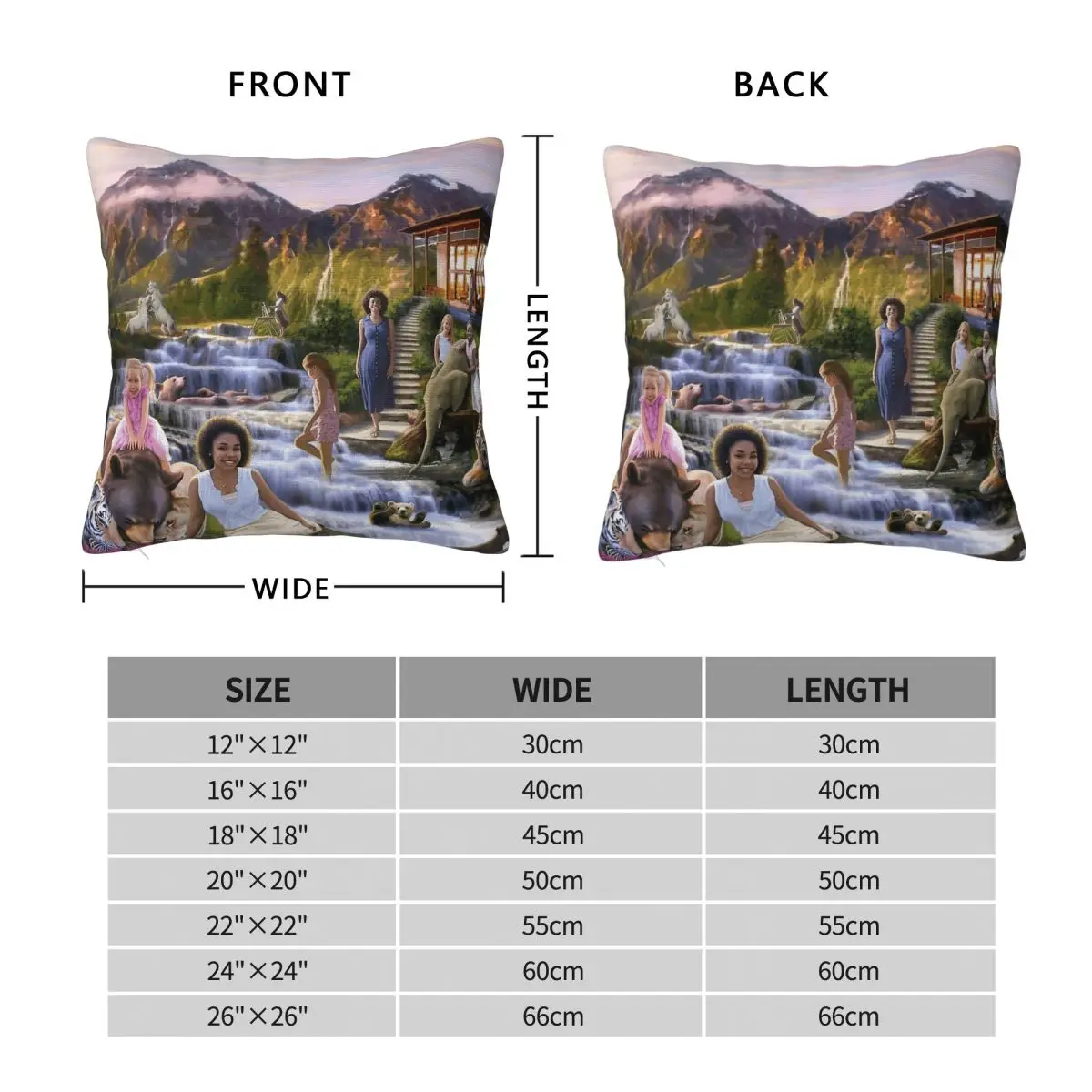 Mountain Paradise Square Pillowcase Polyester Linen Velvet Printed Zip Decor Bed Cushion Cover