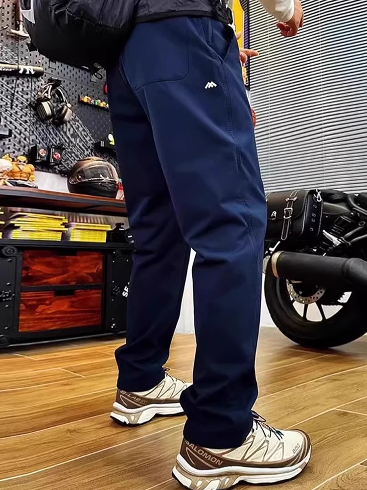 

Men's Soft ell Tee-Proof Fce Lined Work Trousers Autumn Winter Waterproof Windproof Outdoor Climbing Pants Slim Fit