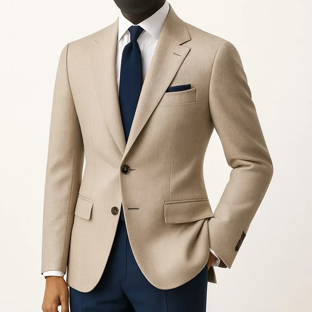 

Business Casual Suit Jackets Notch Lapel Solid Color Single-Breasted Polyester Jackets for Man Men's Suit Jacket Urban Blazers