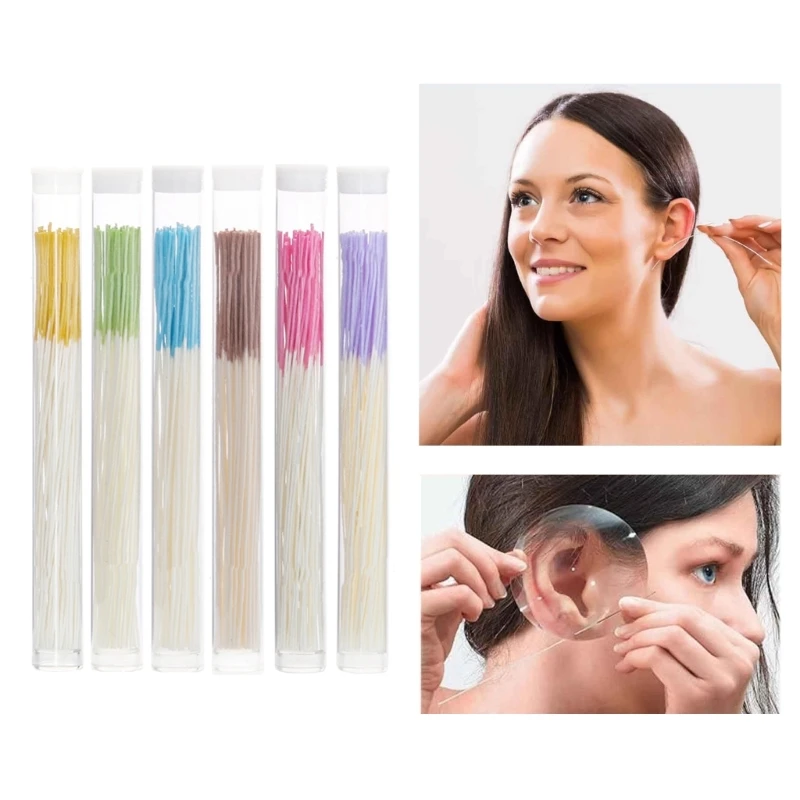 Limpiador agujeros para pendientes, línea limpieza Piercing desechable para niñas, herramienta eliminación olores