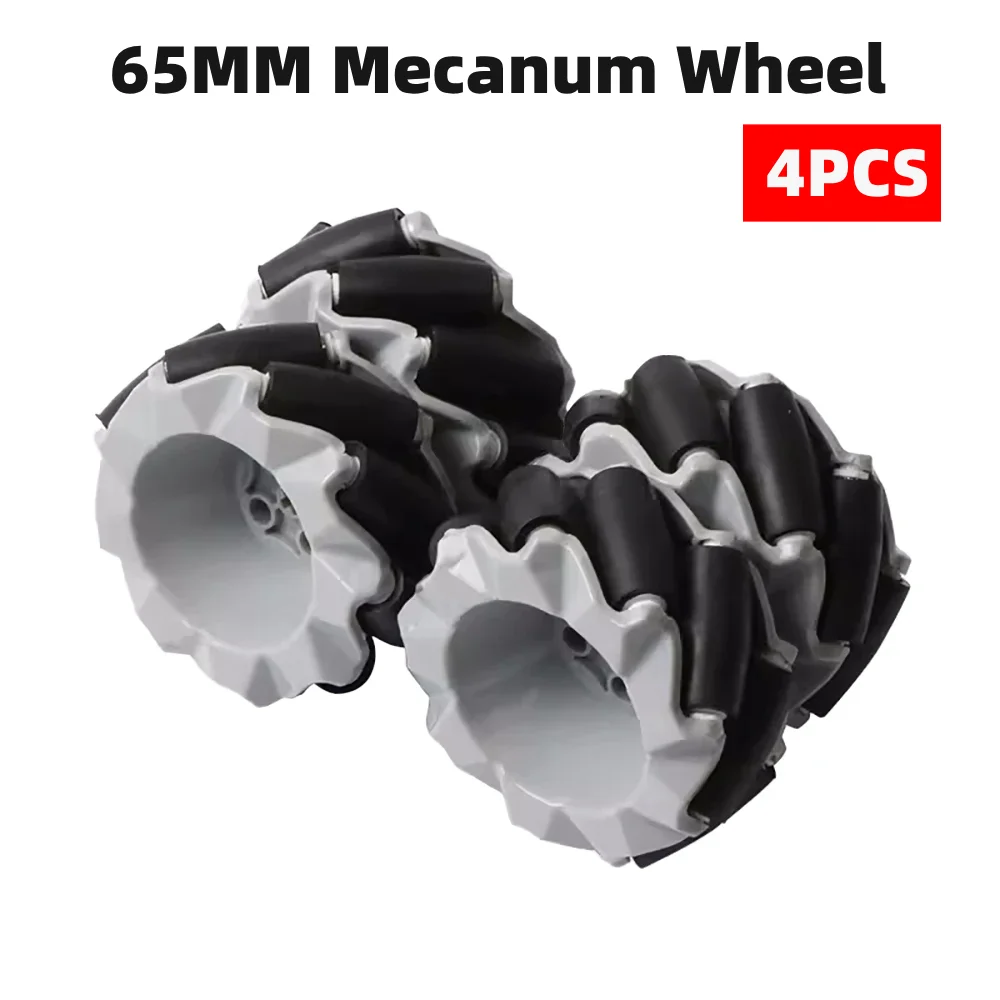 Mecanum-インテリジェントカーロボットホイール,TTモーター用DIYビルディングブロック,高硬度pl,ユニバーサルホイール,65mm, 4個