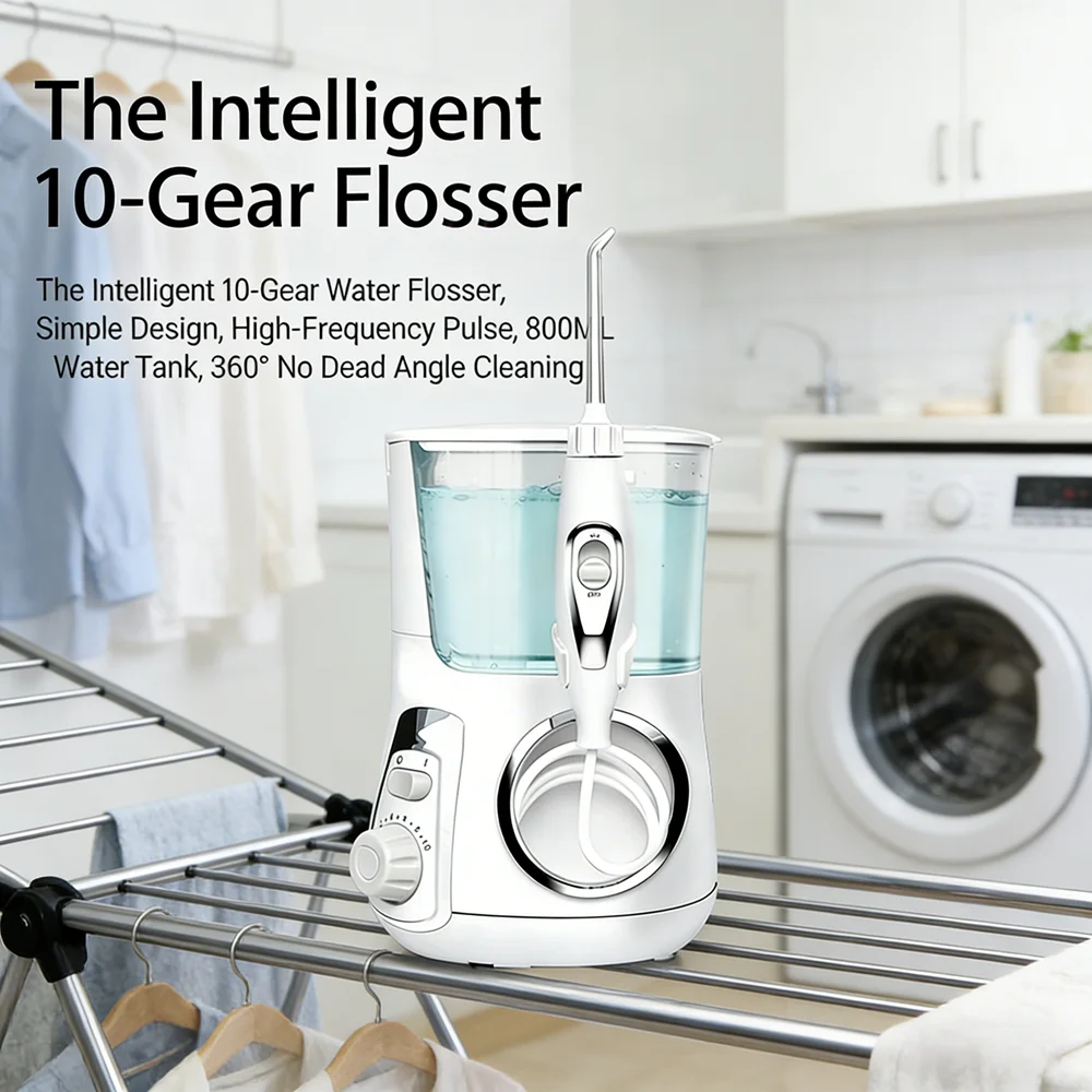 

Электрический ирригатор для чистки зубов с 10 режимами и 5 насадками-соплами для свежего дыхания и здоровья десен