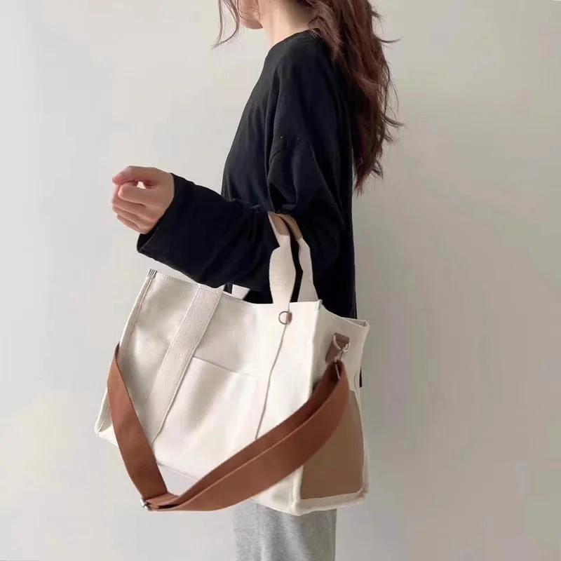 New Fashion Mommy Canvas Bag Large Capacity Outdoor Waterproof Tote Bag Japanese Korean Young Mom Baby Diaper Crossbody Handbag